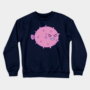 Kawaii Cute Menacing Pufferfish, Pufferfish Lover Crewneck Sweatshirt